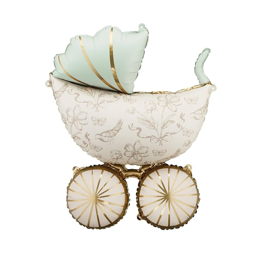 Vintage Baby Carriage Balloon PartyDeco 23x29 Inch, Large Foil Newborn Stroller Balloon for Baby ... | Amazon (US)