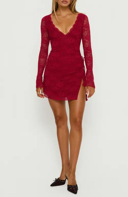 Princess Polly Airaella Long Sleeve Lace Minidress in Red at Nordstrom, Size 6 | Nordstrom