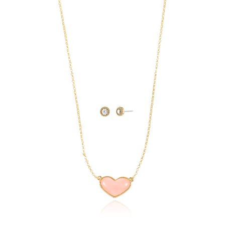 Way to Celebrate Valentine s Day Pink Hearts Necklace and Earring Set | Walmart (US)