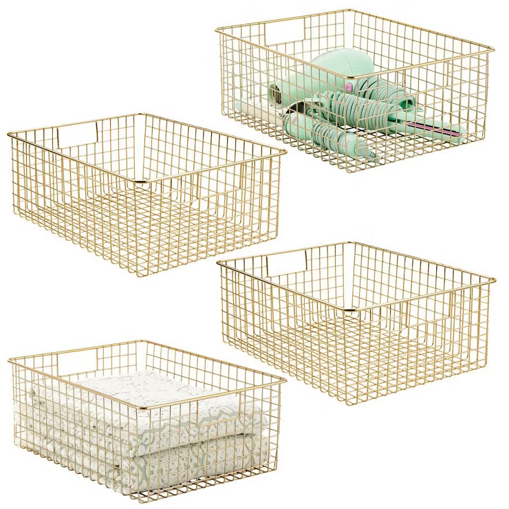 mDesign Bath Metal Storage Organizer Basket - 4 Pack | Target