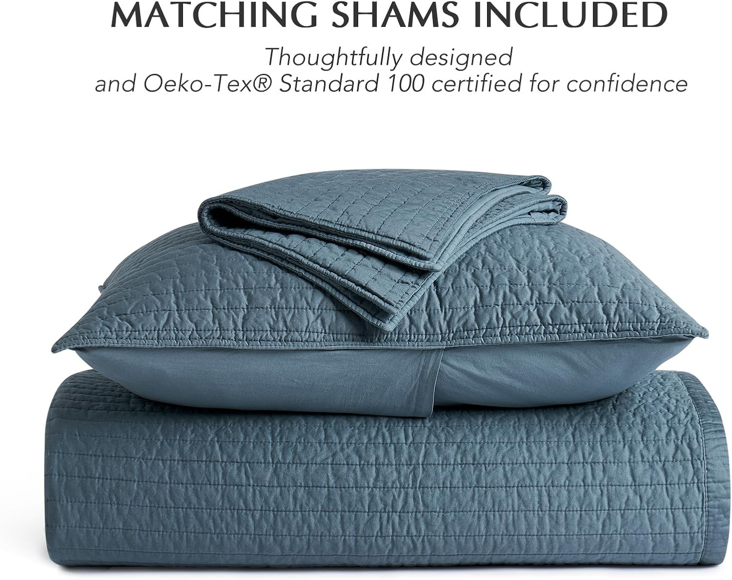EVERGRACEHOME Cotton Sateen Quilt Set, Queen Size, Sonoma Blue | 100% Cotton, Channel Stitch Cove... | Amazon (US)