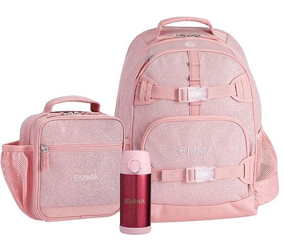 Mackenzie Pink Sparkle Glitter Backpack & Lunch Bundle, Set Of 3 | Pottery Barn Kids