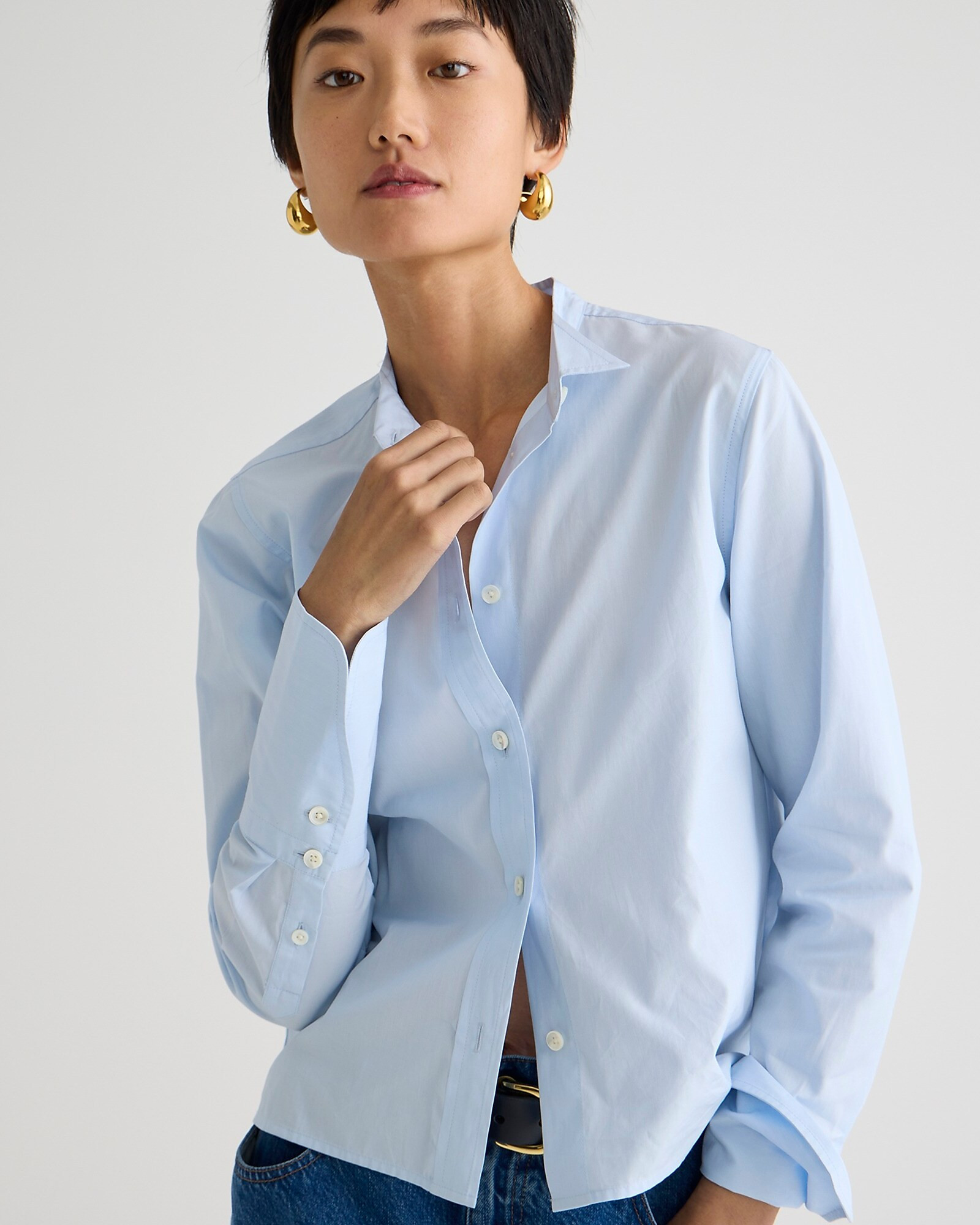 Thomas Mason® for J.Crew cropped shirt in end-on-end cotton | J. Crew US