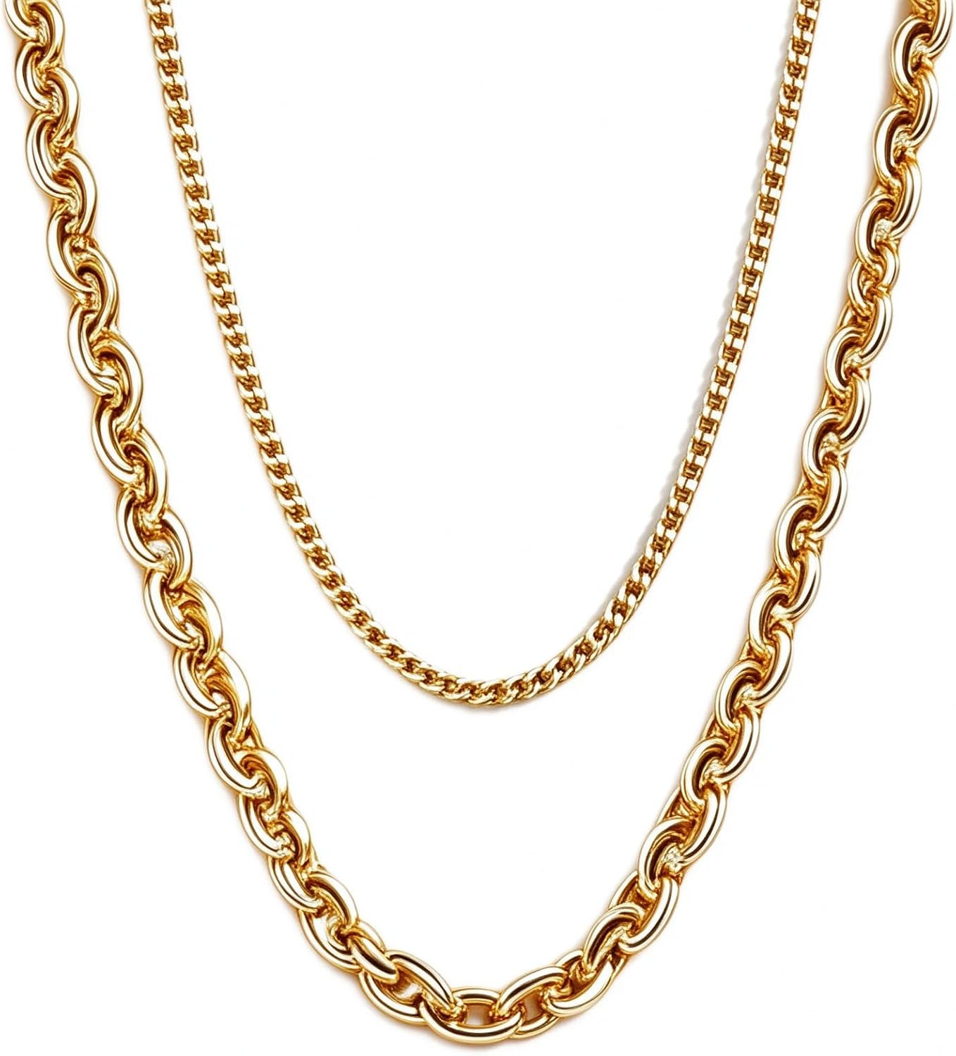 GREENLINE Double Layer Gold-Tone Chain Necklace | Amazon (US)