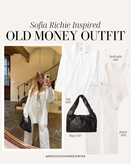 Sofia Richie inspired outfit, old money trend, summer outfit, bottega bag similar, all white outfit, white jeans, bodysuit 

#LTKstyletip #LTKitbag #LTKSeasonal