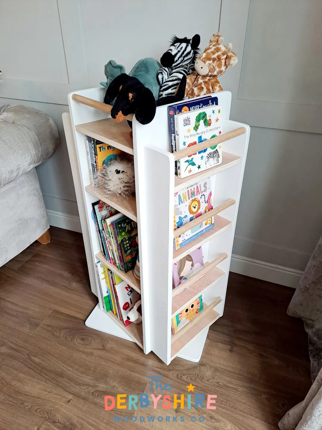 Rotating Montessori Bookshelf | Sustainable Hardwood Kids Toy Storage - Etsy UK | Etsy (US)