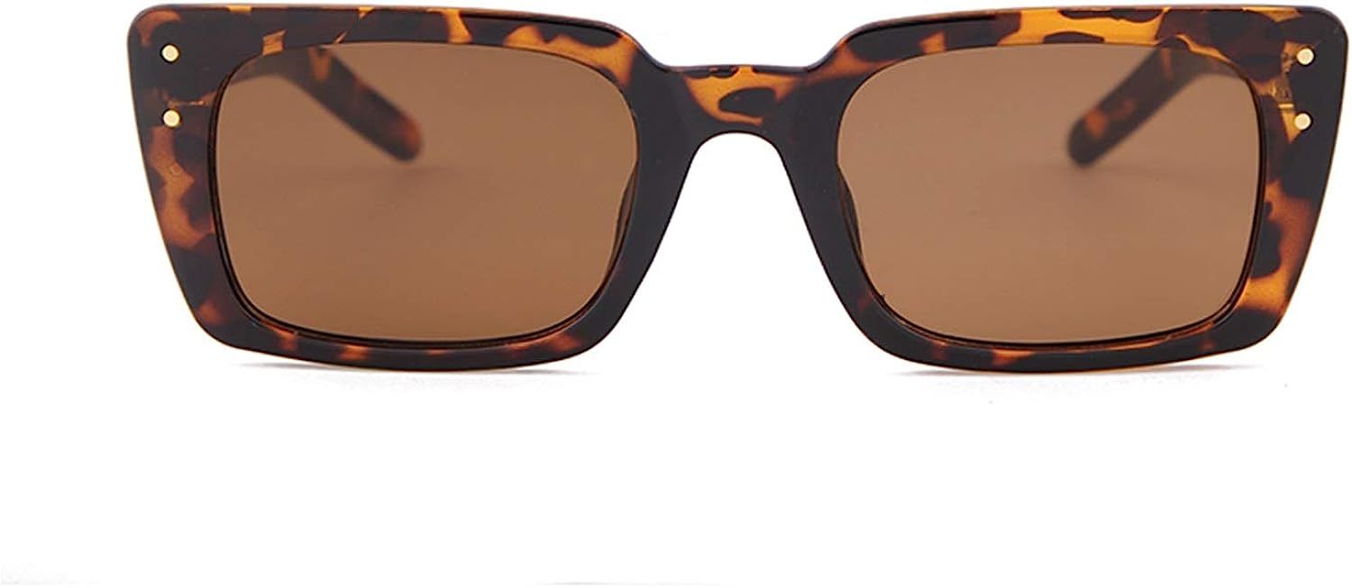 Retro Vintage Square Women Sunglasses Small Plastic Frame with Rivet | Amazon (US)