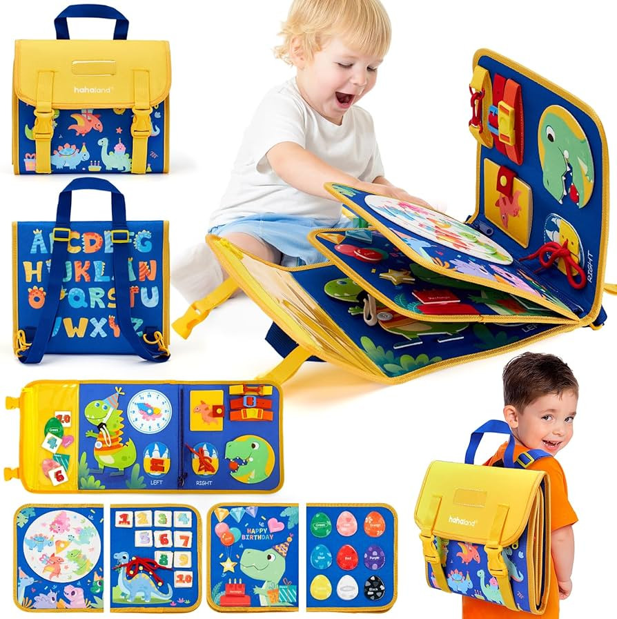 hahaland Toddler Toys Busy Board 1-4, Montessori Toys for Ages 2-4, Boy Birthday Gift 18 in 1 Pre... | Amazon (US)