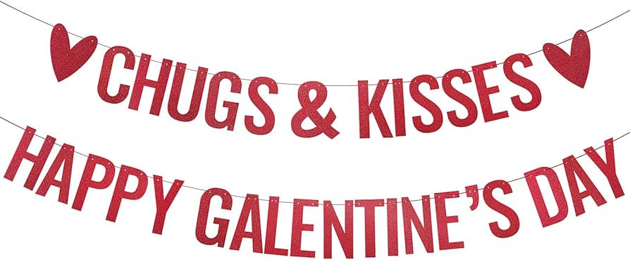 Epakh Happy Galentines Day Banner Chugs and Kisses Banner Romantic Galentines Day Party Decoratio... | Amazon (US)