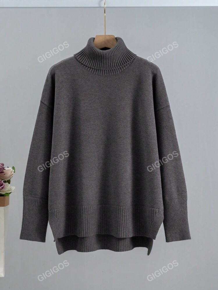 Maglia a collo alto morbida e larga da donna per l'autunno e l'inverno | SHEIN