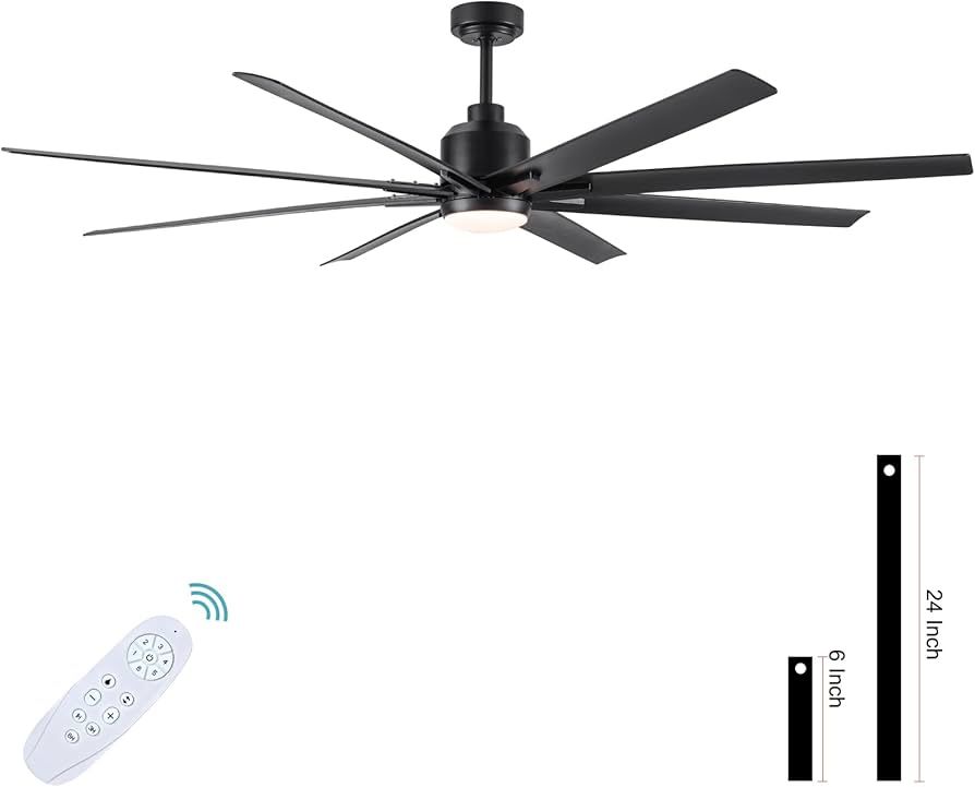 YUHAO Large 72 inch industrial ceiling fans with light and remote control.6 speed reversible DC m... | Amazon (US)