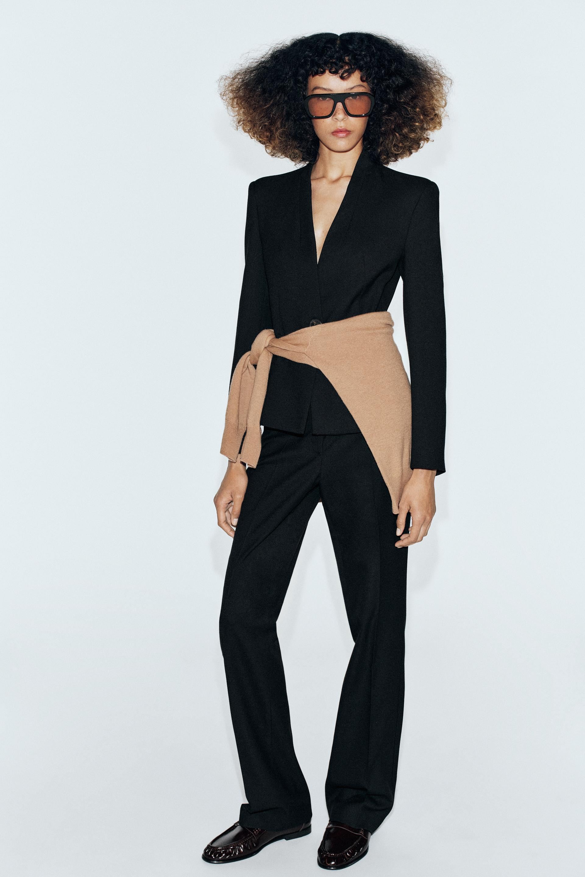 Zara - Fitted Shoulder-Pad Blazer - Black - S - Woman | Zara US