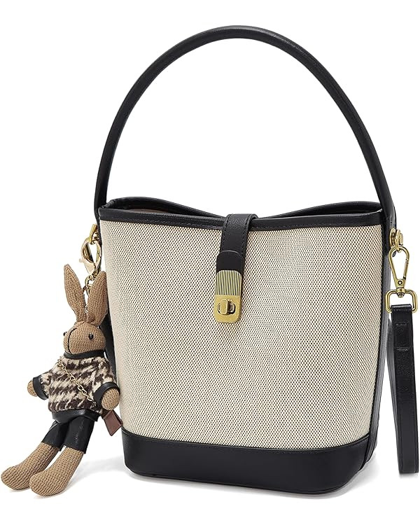 LAORENTOU Small Fabric Bucket Top-handle Crossbody Bag for Women Satchel Trendy Handbags Canvas | Amazon (US)