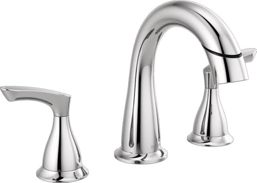 Delta Broadmoor Chrome Bathroom Faucet with Sprayer, 8 Inch 3 Hole Widespread Bathroom Sink Faucet with Pull Out Sprayer, Push-Pop Drain, Chrome 35765LF-PD | Amazon (US)