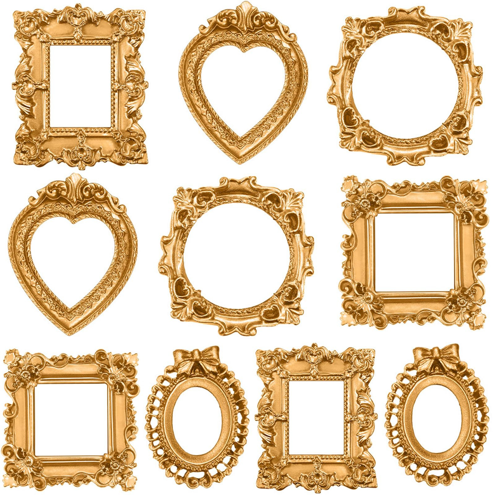 Vicenpal 10 Pcs Vintage Mini Picture Frames Baroque Antique Small Resin Jewelry Display Table Fra... | Amazon (US)