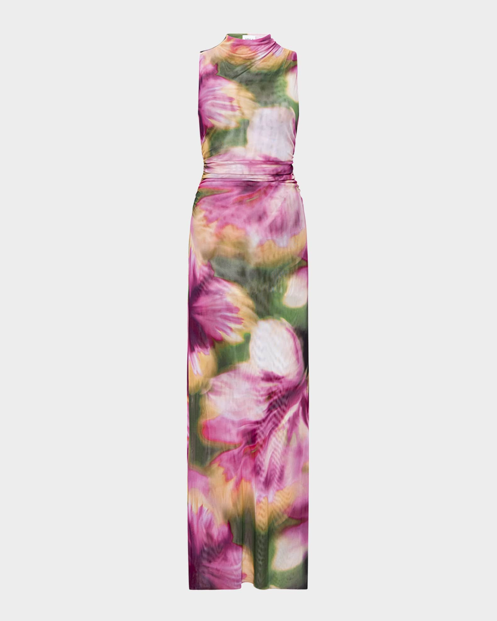 MISA Los Angeles Blurred Hibiscus Mesh Athena Dress | Neiman Marcus