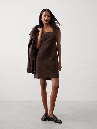 Vegan Suede Empire-Waist Mini Dress | Banana Republic Factory