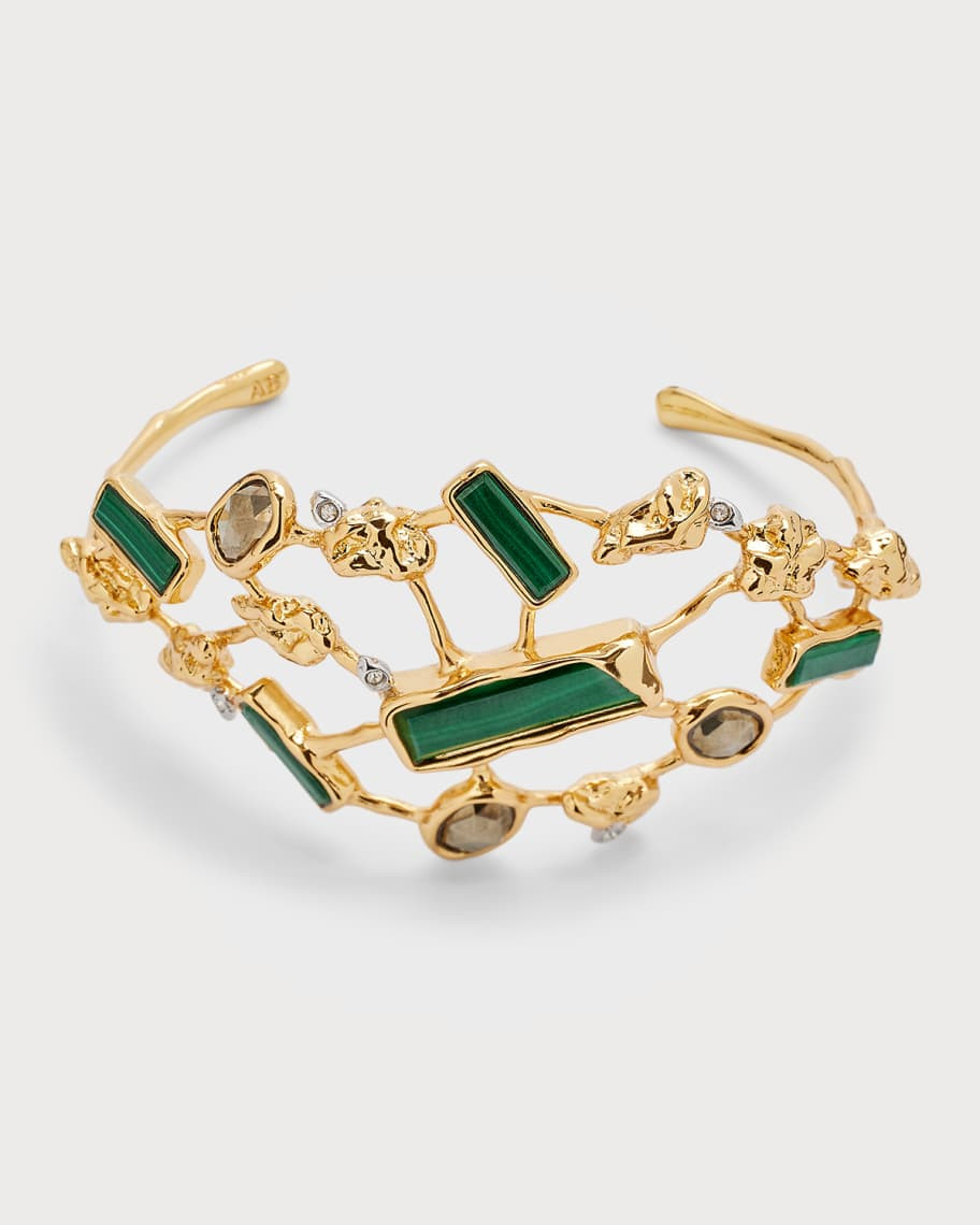Alexis Bittar Brut Cluster Cuff Bracelet, Malachite | Neiman Marcus