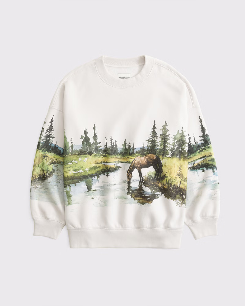 Wildlife Graphic Oversized Sunday Crew | Abercrombie & Fitch (US)