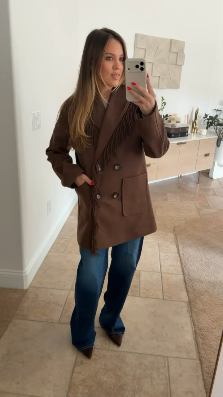 This jacket is perfect! I love the fringe detailing and you can’t beat the price!