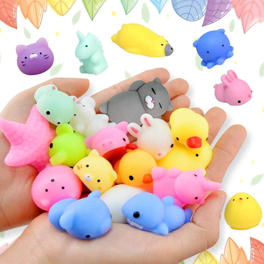 32 PCS Mochi Squishy Toys Mini Kawaii Stuff for Kids Small Animals Squishies Pack Fidget Toys Filled | Amazon (US)