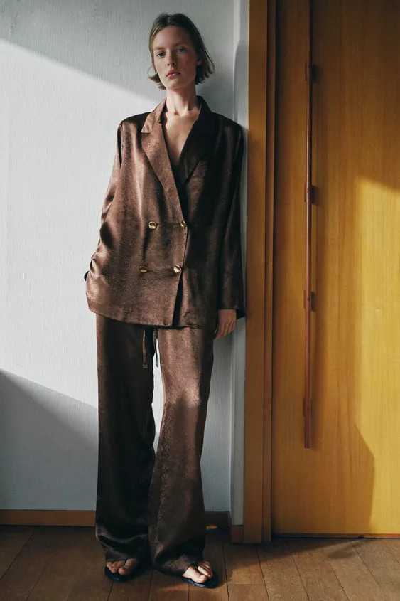 CRINKLE-EFFECT FLOWY PANTS SET | Zara US