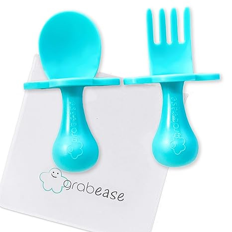 GRABEASE First Self Feed Baby Utensils with a Togo Pouch - Anti-Choke, BPA-Free Baby Spoon and Fo... | Amazon (US)