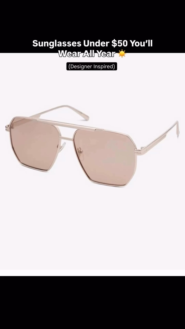 Shade but make it chic. Rounded aviators, tortoise shield frames, and oversized square sunnies that look designer without the price tag — all linked on LTK so you can shop every pair in one tap. Think 2026 sunglasses trends: bold acetate, gold metal details, tinted lenses, and everyday black frames that flatter every face shape. #aviators #designer #fashion #luxeezette #luxurylife

#LTKTravel #LTKootd #LTKSpringSale