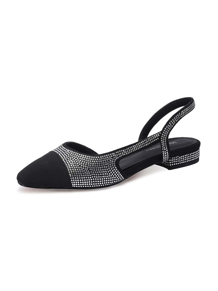 Womens Slingback Flat Pumps Rhinestone Closed Round Toe Two Toned Casual Flat | SHEIN