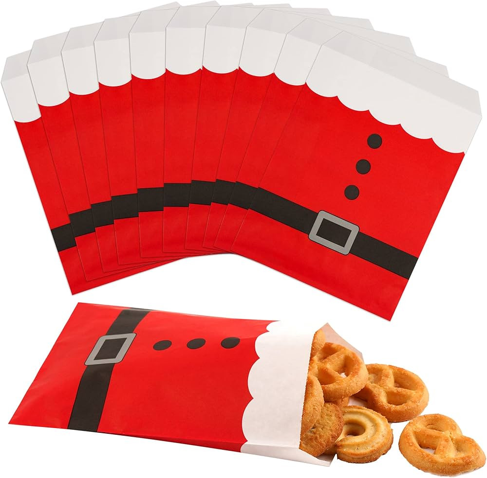 Kolewo4ever Christmas Santa Clause Suit Bags Xmas Paper Treat Bags Candy Goodie Bags for Holiday ... | Amazon (US)