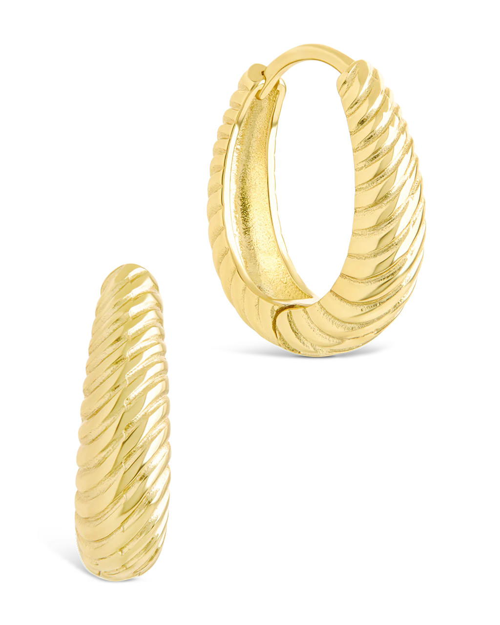 Haven Textured Oval Micro Hoops | Sterling Forever