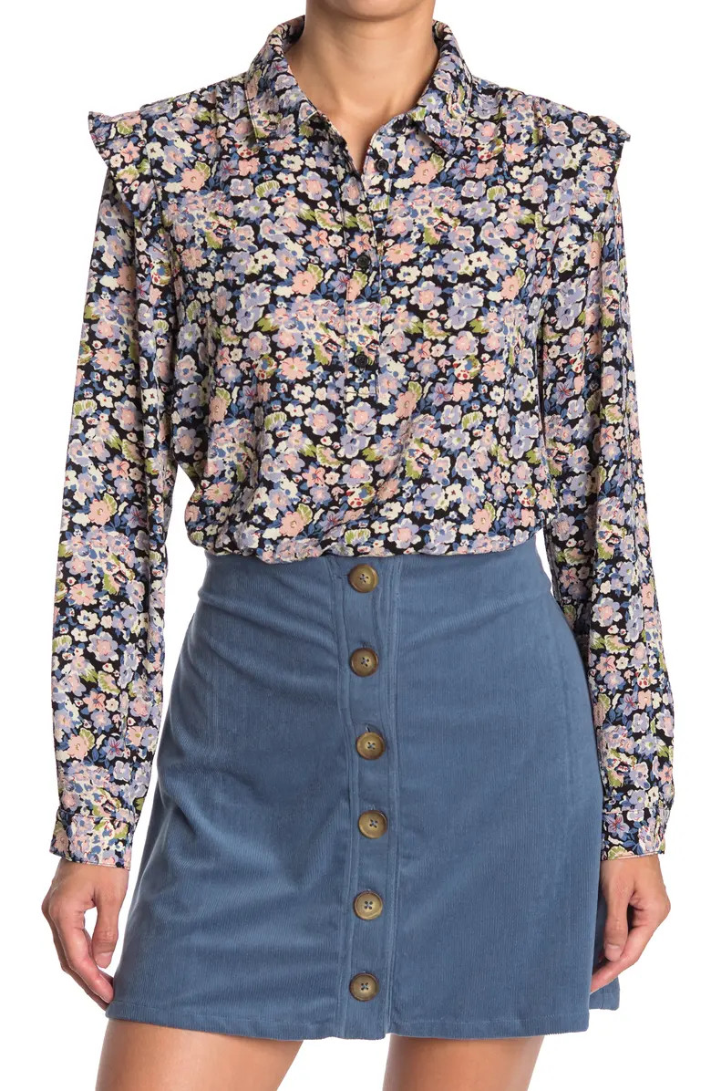 BCBGENERATION Ruffle Shoulder Long Sleeve Top | Nordstromrack | Nordstrom Rack