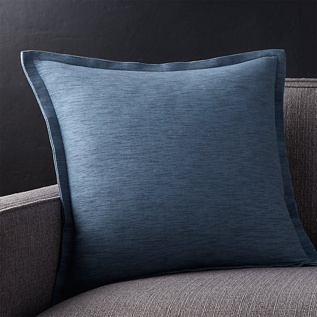 Linden Indigo Blue 18" Pillow with Down-Alternative Insert | Crate & Barrel