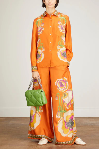 Palazzo Pants in Poppies Orange Placee | Hampden Clothing