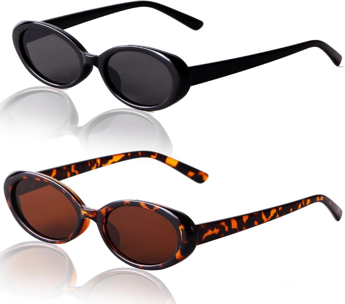 Johiux 2 Stück Vintage Oval Sonnenbrille,Sunglasses für Woman,Sonnenbrille für Damen und Herre... | Amazon (DE)