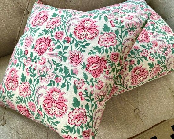 Block Printed Cushion Covers  Floral Cushion Covers  Indigo - Etsy | Etsy (US)