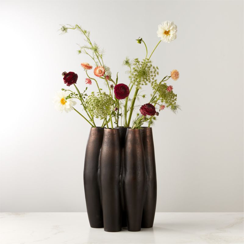 Randa Bronze Blackened Cast Aluminum Vase + Reviews | CB2 | CB2