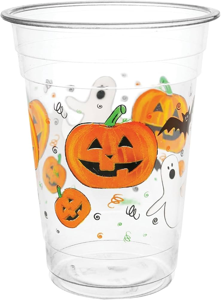 Party Essentials SD162087 20 Count Soft Plastic Printed Party Cups, 16-Ounce, Halloween | Amazon (US)