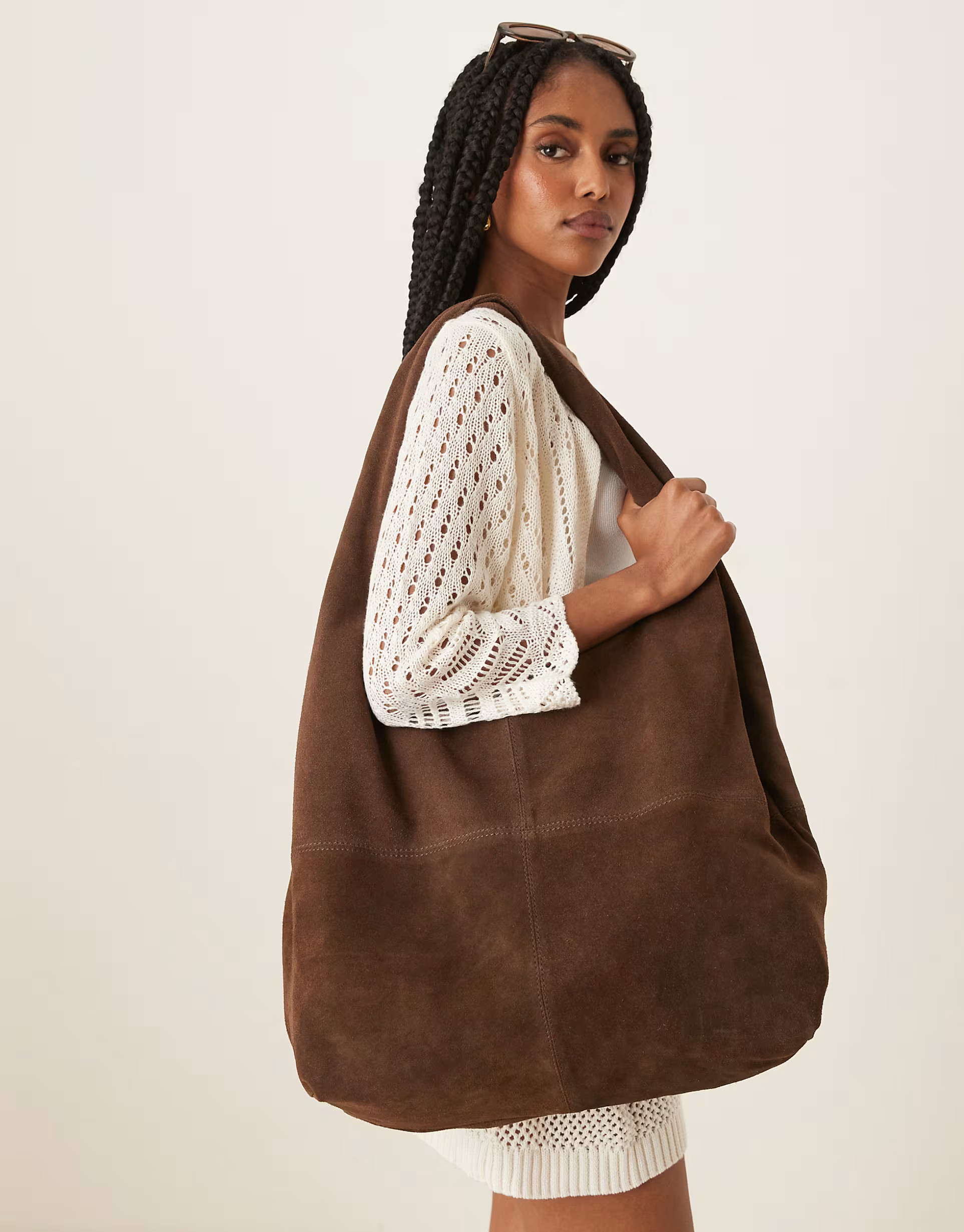 COLOR:BROWNBecksondergaard dalliea suede slouchy shoulder tote bag in dark brownwindow.asos.perfo... | ASOS (Global)