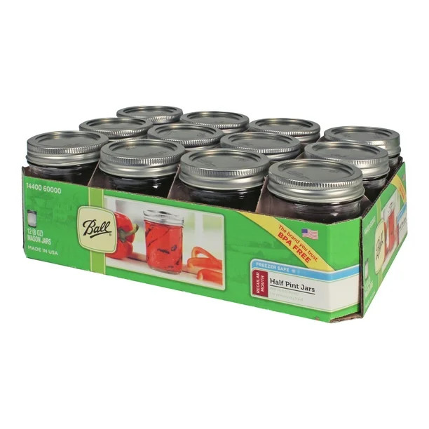 Ball, Glass Mason Jars with Lids & Bands, Regular Mouth, 8 oz, 12 Pack | Walmart (US)