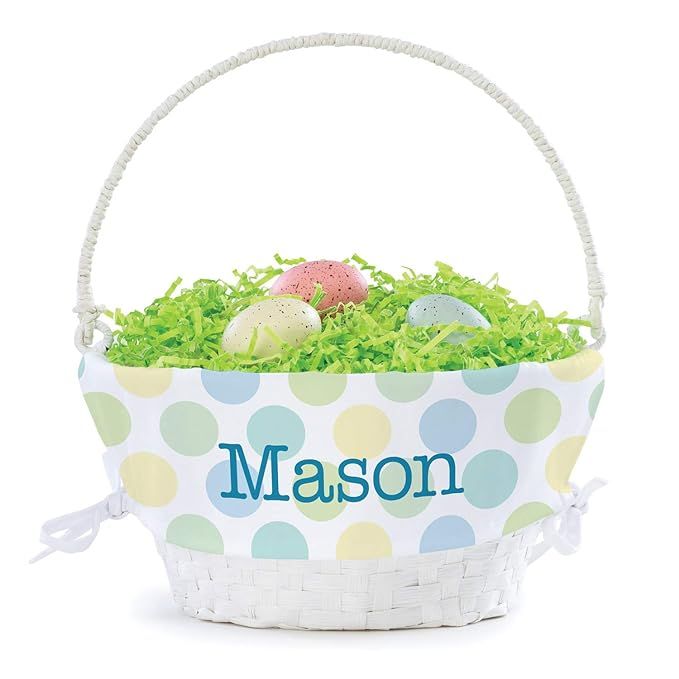 Personalized Easter Egg Basket For Him with Handle and Custom Name | Polka Dot Easter Basket Line... | Amazon (US)