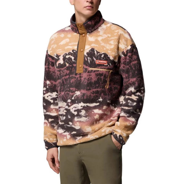 Men's Columbia Helvetia II Printed Fleece 1/2 Snap XLarge Camel Brown Sisters | Scheels Sports