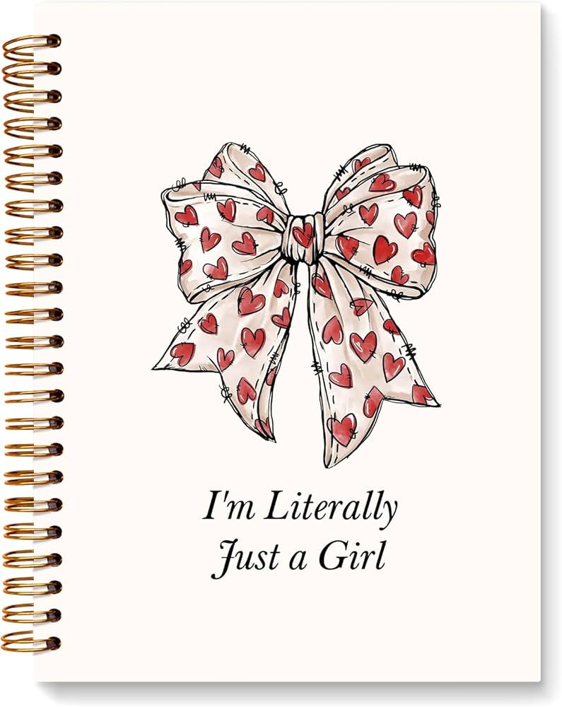 JXREQ Coquette Red Heart Bow Notebook Journal, Girly Notebook, Pink Preppy Journal, Aesthetic Not... | Amazon (US)