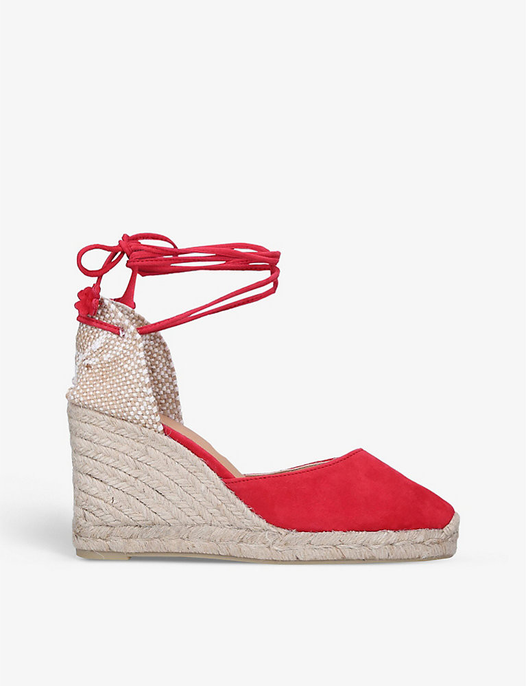 Carina tied-ankle suede espadrille wedges | Selfridges