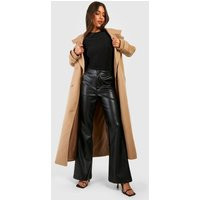 boohoo Women's Leather Look High Waisted Flared Trousers in Black | Size: 10 | Boohoo.com (UK & IE)