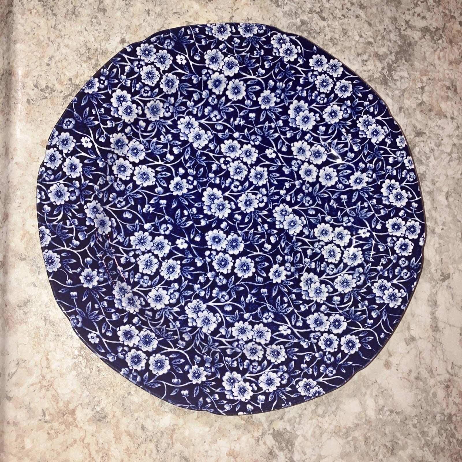 Calico Burleigh Staffordshire Blue Dinner Plate 9.75” Floral England  | eBay | eBay US