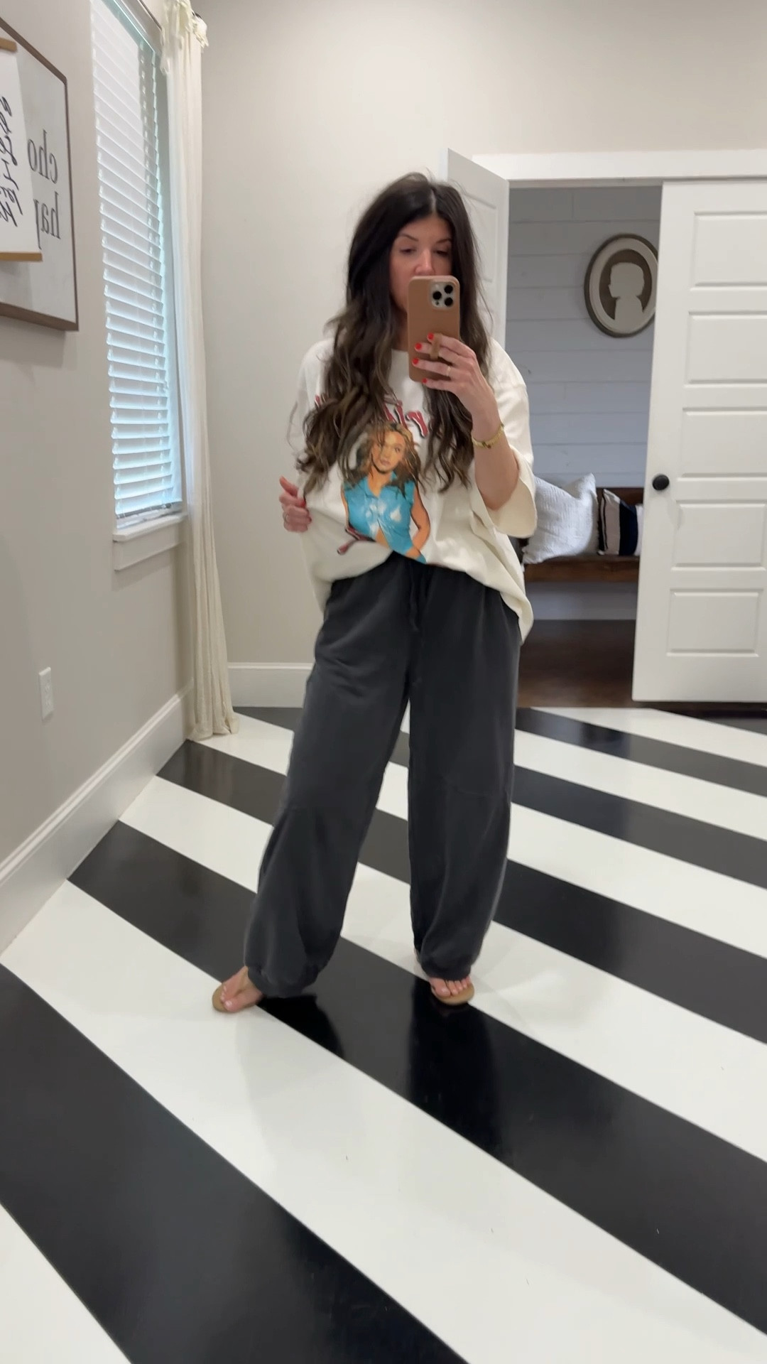 comfy spring outfit! 
-pants are XS! These are hands down the comfiest pants I’ve ever owned. They’re like a lived in tshirt for your legs!
-britney spears graphic tee: L; I sized up two to get an oversized look! 
-tkees flip flops: 6 tts

#LTKFindsUnder50 #LTKSaleAlert #LTKPetite #LTKSeasonal #LTKTravel #LTKWatchNow