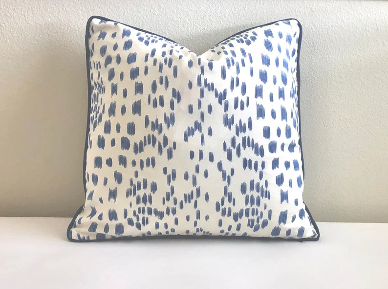 Brunschwig and Fils Les Touches - Cadet Blue  Animal Print Designer Pillow Cover with or without ... | Etsy (US)