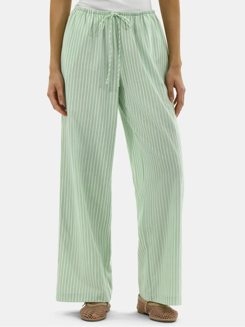 No Boundaries Cotton Pull-On Wide-Leg Beach Pants, Women's | Walmart (US)