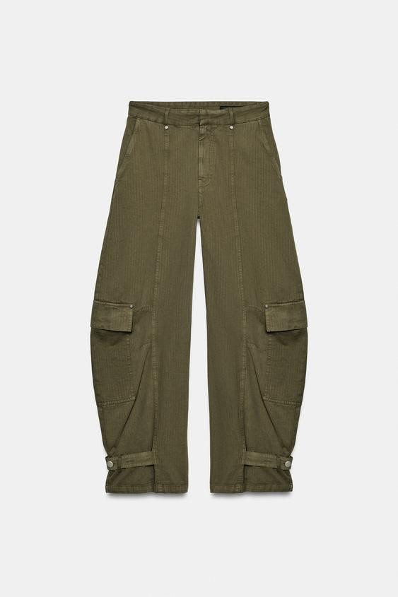 Zara - Zw Collection Barrel Cargo Pants - Khaki - 27 (Us 4) - Woman | Zara US